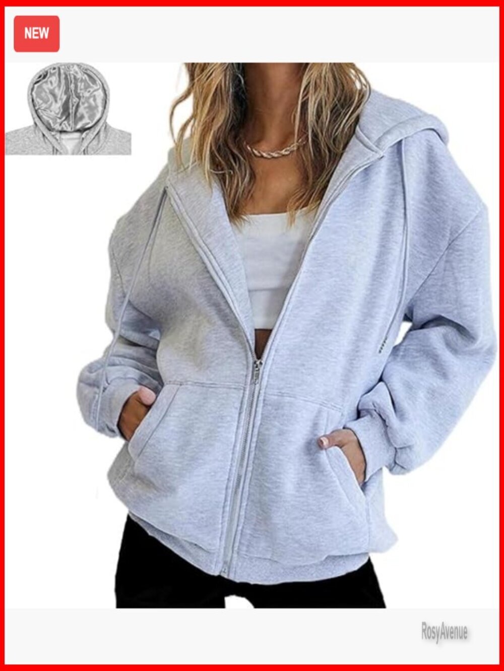 Satin Lined Zip Up Hoodie Oversized Sweatshirt Casual Y2K Jacket